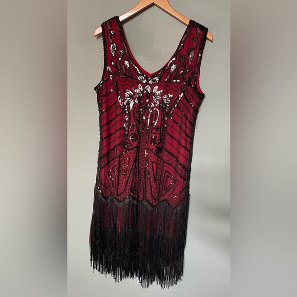 NWT SWEETV Women's Sequin Flapper Dress,1920s Size XL - Picture 4 of 13